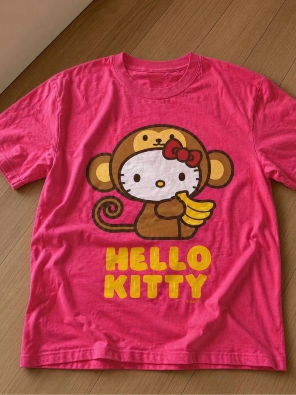 Gildan Bright Pink Hello Kitty Monkey Graphic Tee